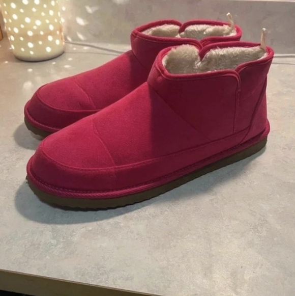 Old Navy Shoes - *DONATED* Cozy Women's Hot Pink Faux-Suede Shearling Ankle Boots